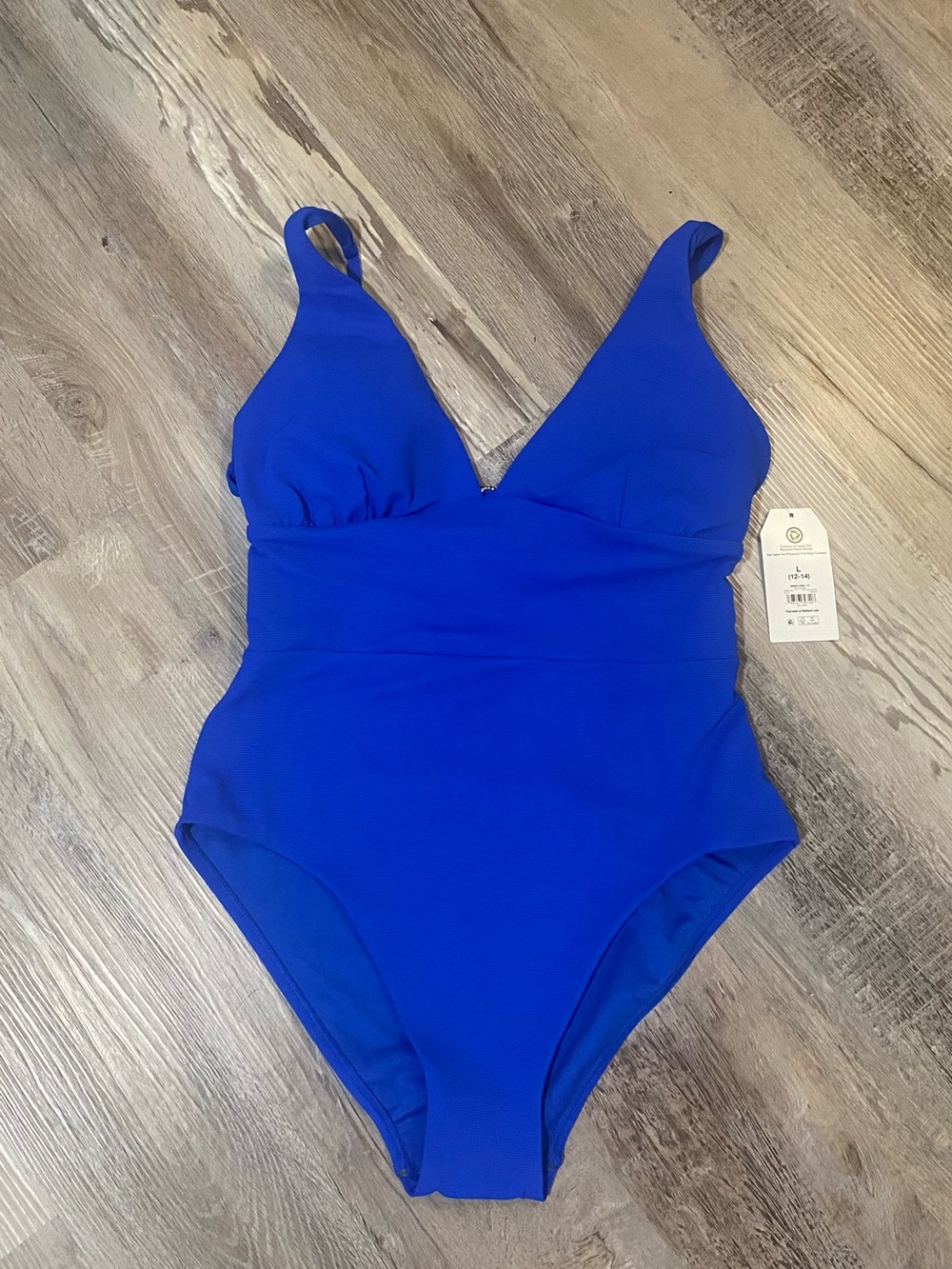Time And Tru Woman's Ribbed One Piece Swimsuit/ Bathing Suit L 12-14